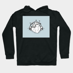 Listening cartoon human heart Hoodie